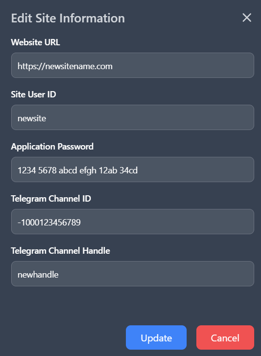 Editing and Deleting Sites
